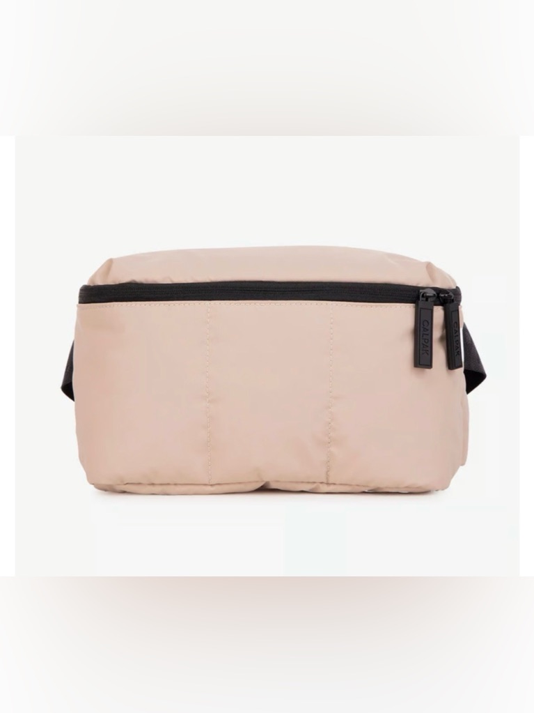 Calpak Beige Crossbody Waist Bag With Black Zipper